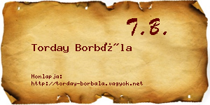 Torday Borbála névjegykártya